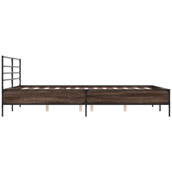 sengestel 120x200 cm konstrueret træ og metal brun egetræ