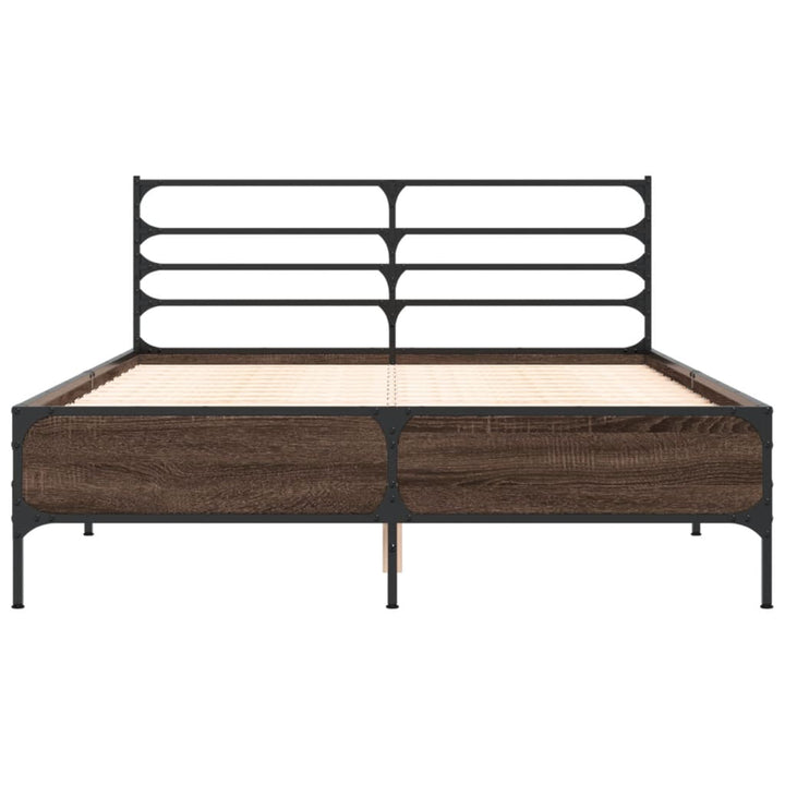 sengestel 140x200 cm konstrueret træ og metal brun egetræ