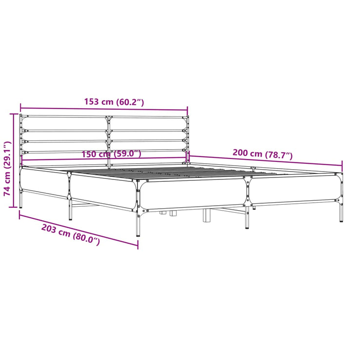 sengestel 150x200 cm konstrueret træ og metal sort