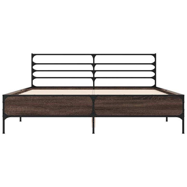 sengestel 150x200cm konstrueret træ og metal røget egetræsfarve