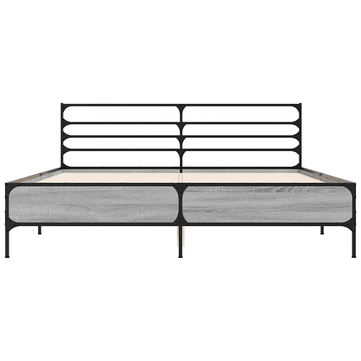 sengestel 150x200 cm konstrueret træ og metal grå sonoma-eg