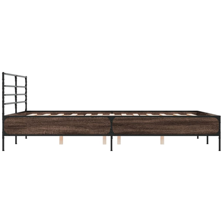 sengestel 150x200 cm konstrueret træ og metal brun egetræ