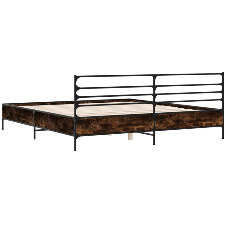 sengestel 180x200cm konstrueret træ og metal røget egetræsfarve
