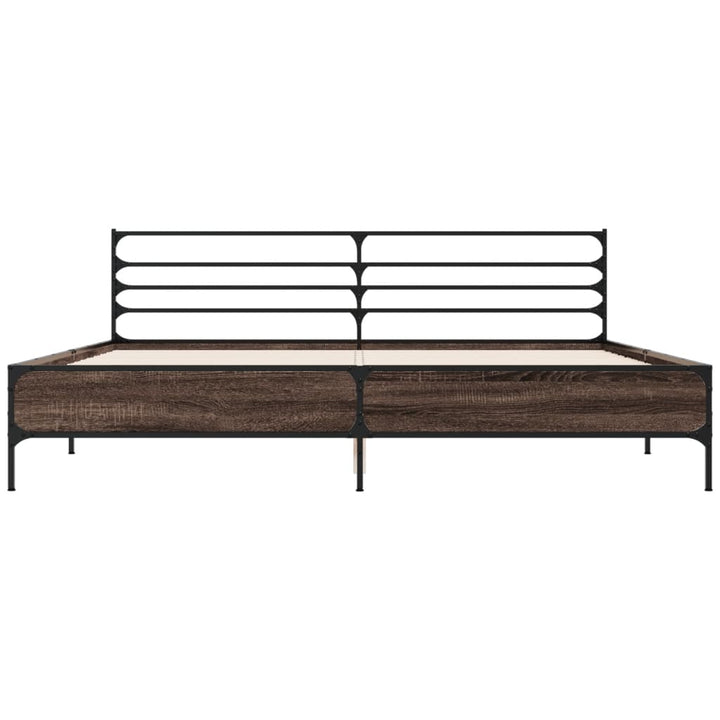 sengestel 180x200 cm konstrueret træ og metal brun egetræ