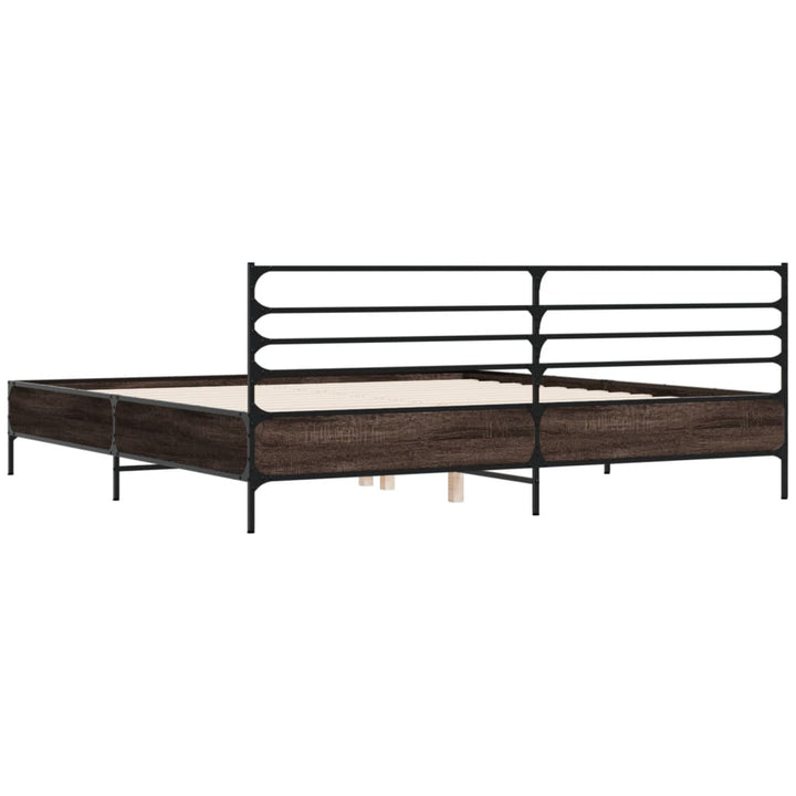 sengestel 180x200 cm konstrueret træ og metal brun egetræ