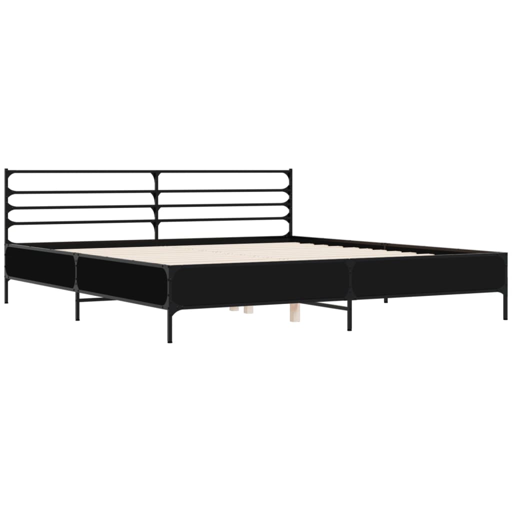 sengestel 200x200 cm konstrueret træ og metal sort