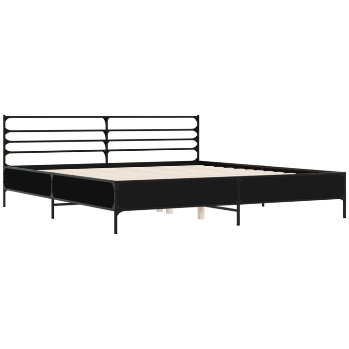 sengestel 200x200 cm konstrueret træ og metal sort