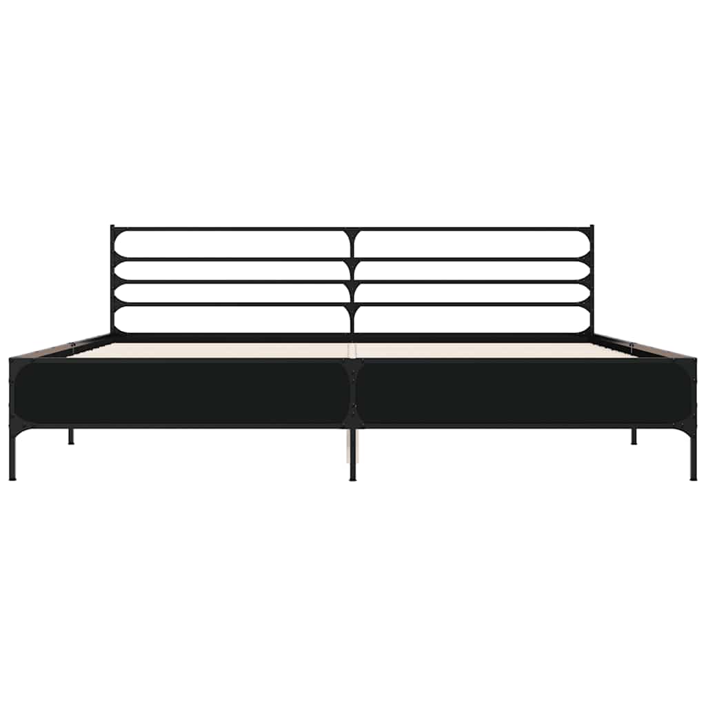 sengestel 200x200 cm konstrueret træ og metal sort