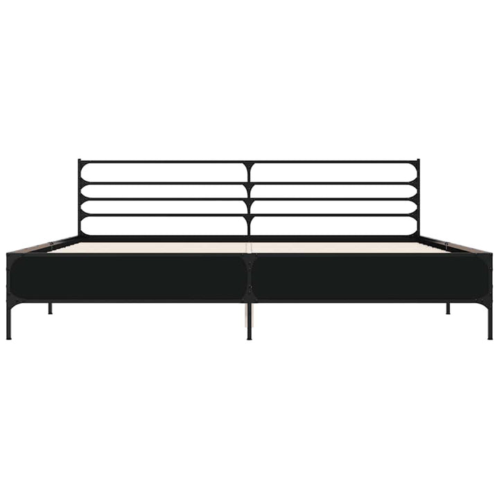 sengestel 200x200 cm konstrueret træ og metal sort