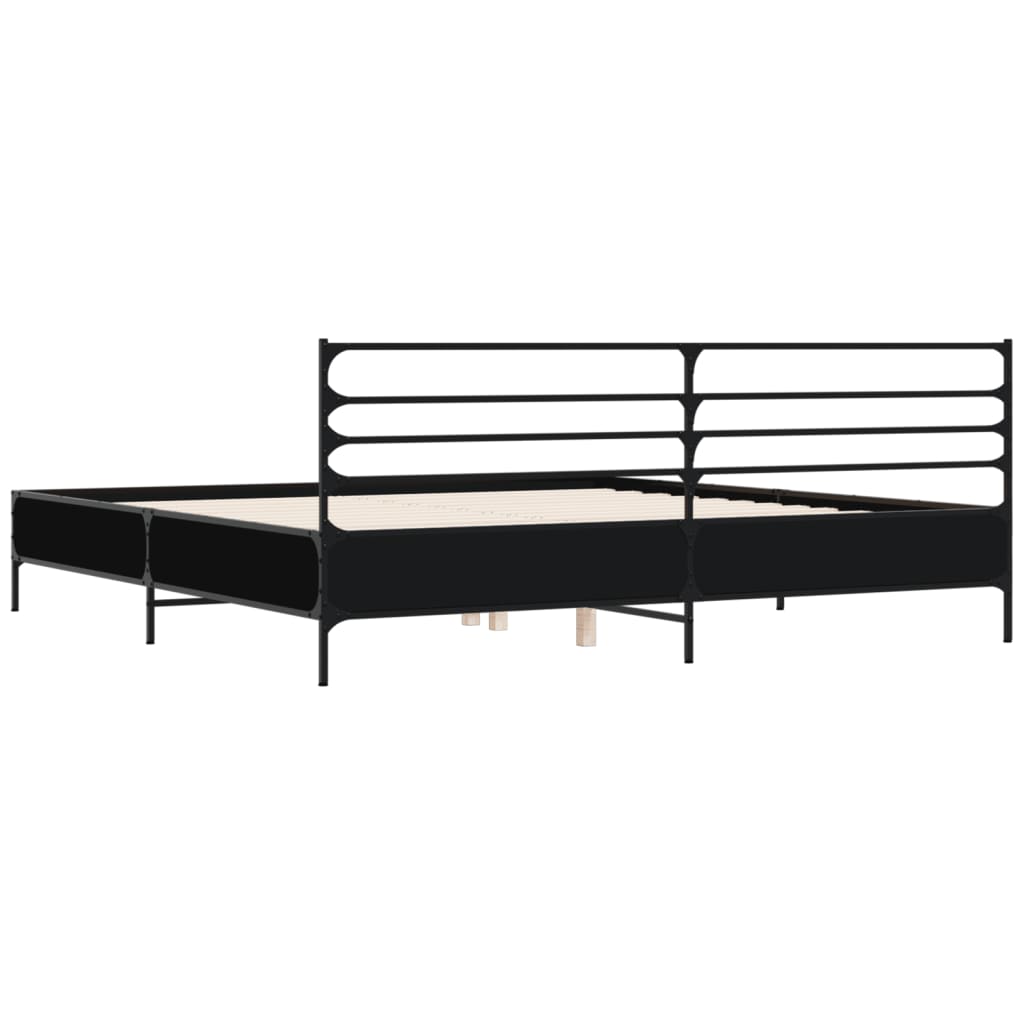 sengestel 200x200 cm konstrueret træ og metal sort
