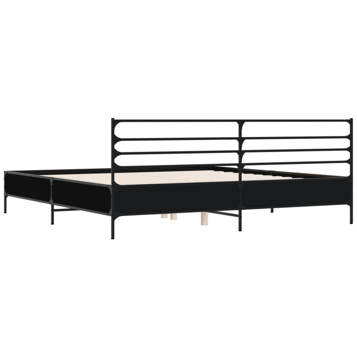 sengestel 200x200 cm konstrueret træ og metal sort