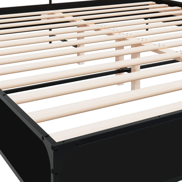 sengestel 200x200 cm konstrueret træ og metal sort