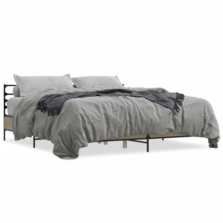 sengestel 200x200 cm konstrueret træ og metal sonoma-eg