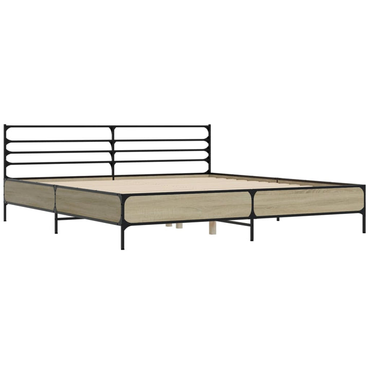 sengestel 200x200 cm konstrueret træ og metal sonoma-eg