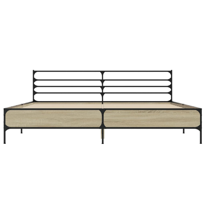 sengestel 200x200 cm konstrueret træ og metal sonoma-eg