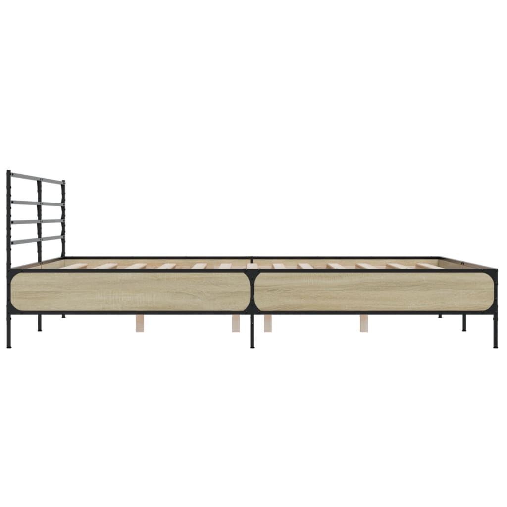 sengestel 200x200 cm konstrueret træ og metal sonoma-eg