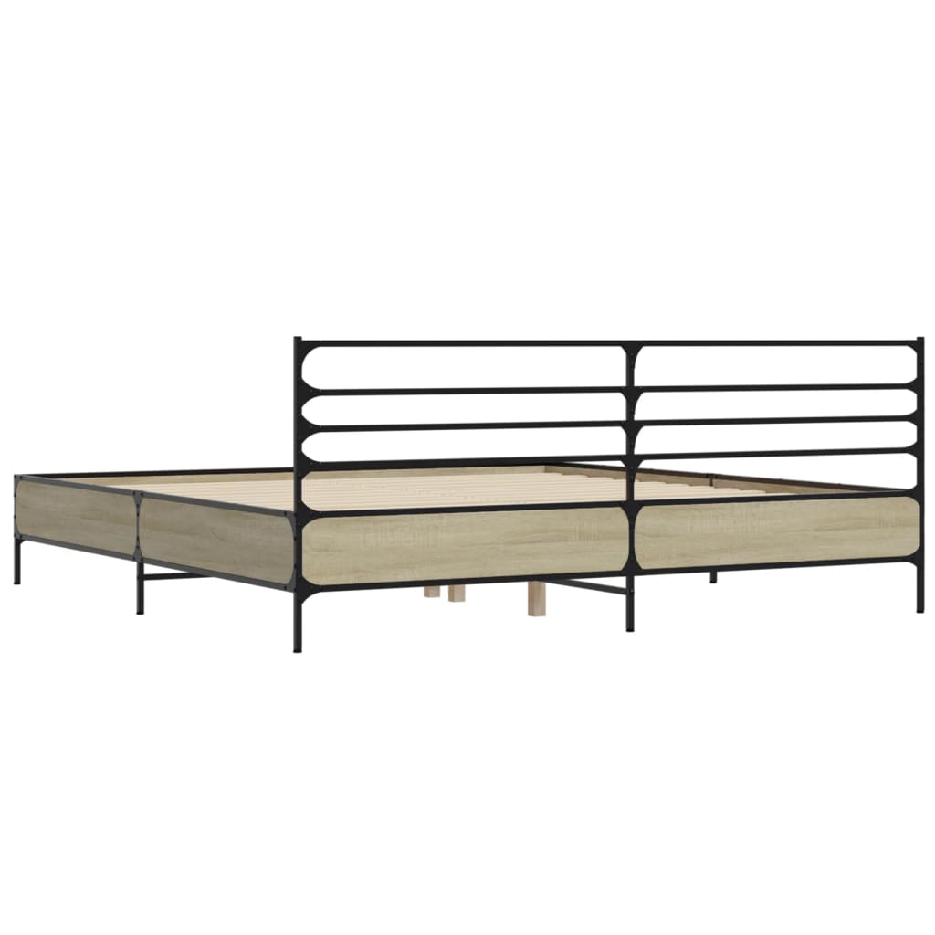 sengestel 200x200 cm konstrueret træ og metal sonoma-eg