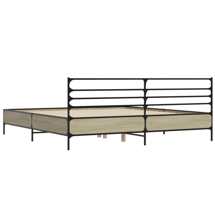 sengestel 200x200 cm konstrueret træ og metal sonoma-eg