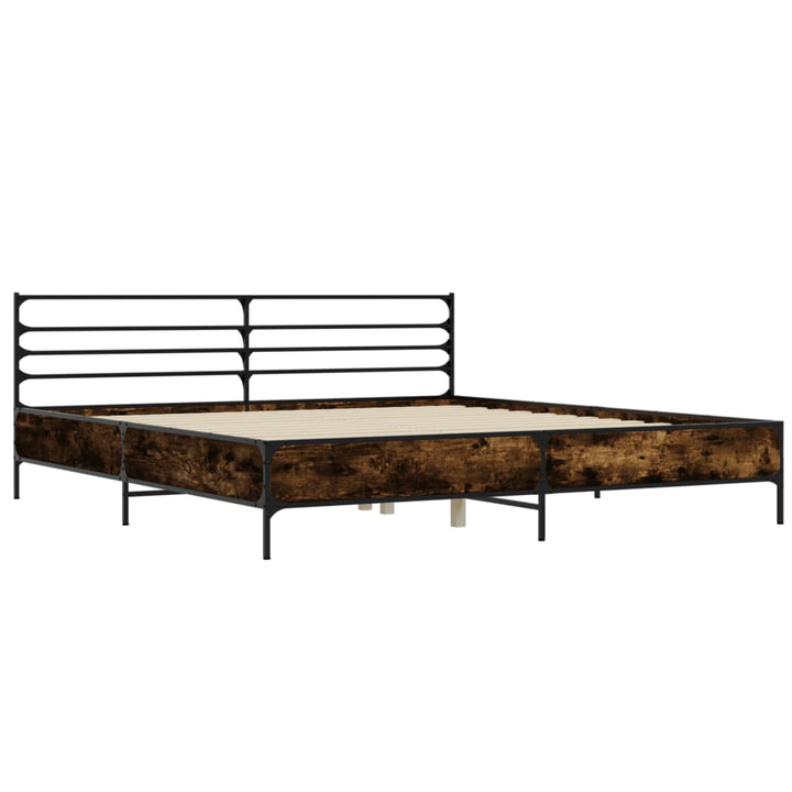 sengestel 200x200cm konstrueret træ og metal røget egetræsfarve