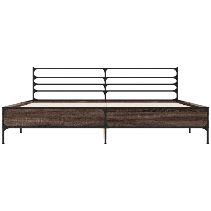 sengeramme 200x200 cm konstrueret træ og metal brun egetræ