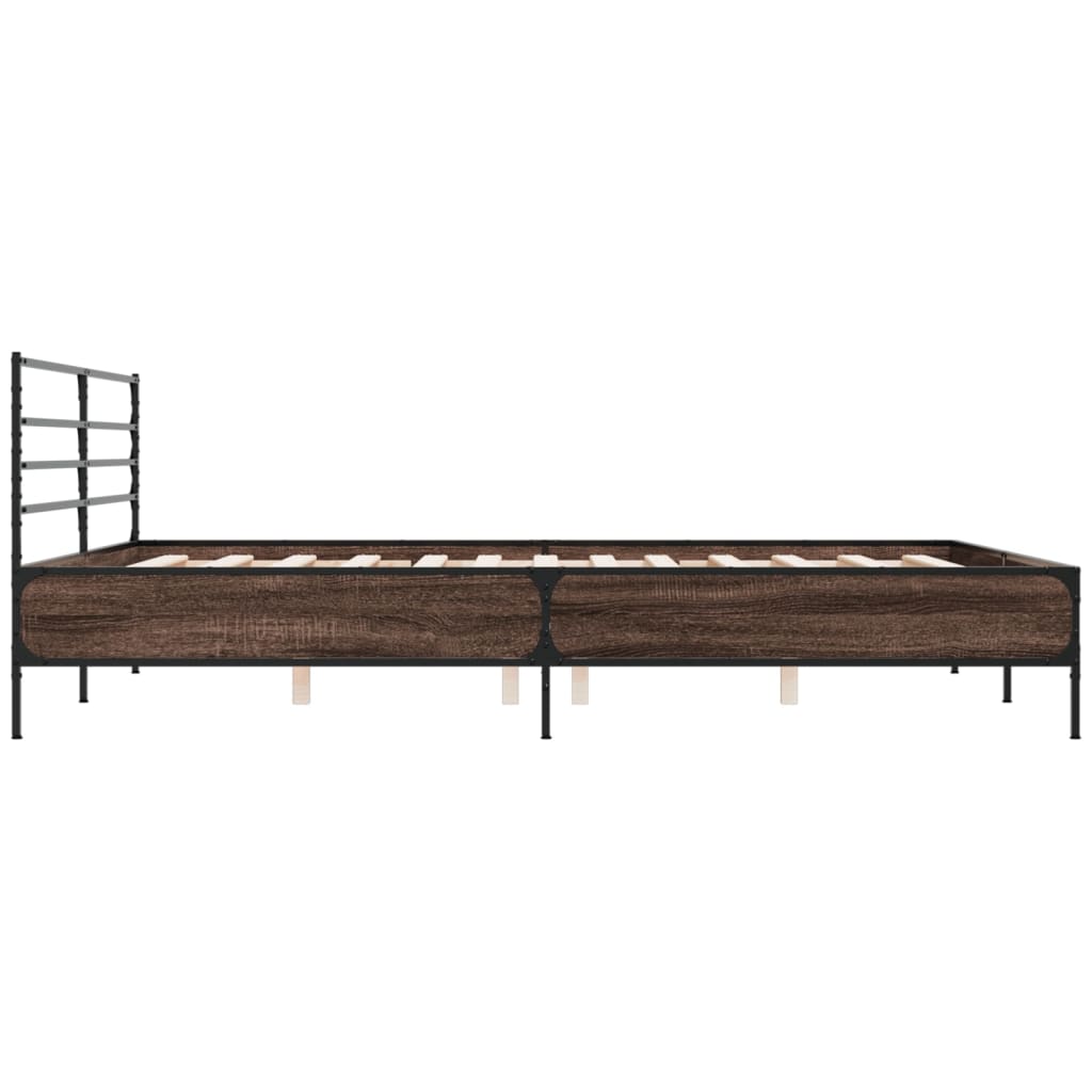 sengeramme 200x200 cm konstrueret træ og metal brun egetræ