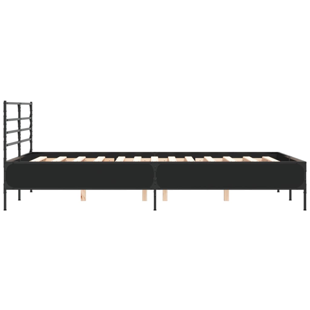 sengestel 120x190 cm konstrueret træ og metal sort
