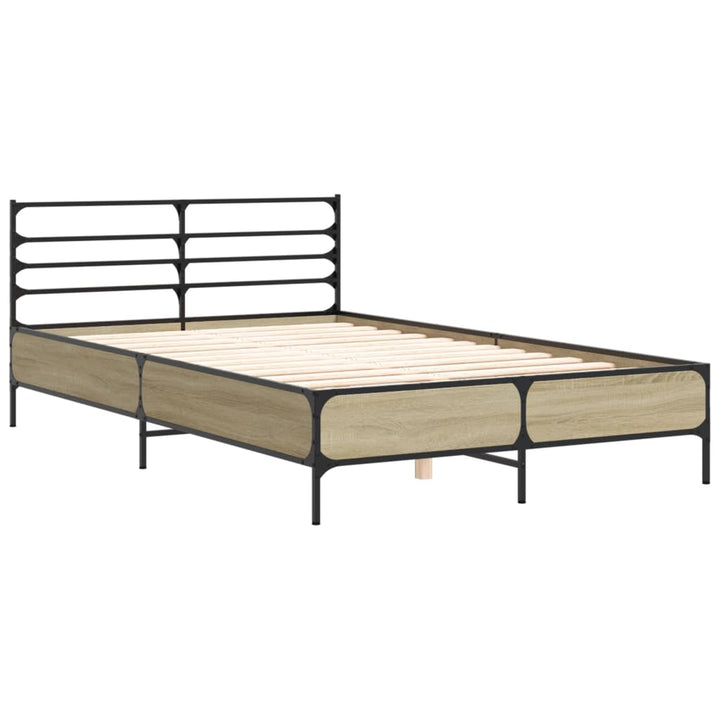 sengestel 120x190 cm konstrueret træ og metal sonoma-eg