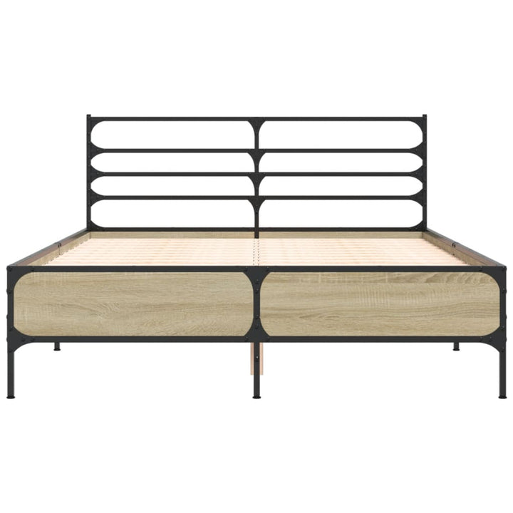 sengestel 120x190 cm konstrueret træ og metal sonoma-eg