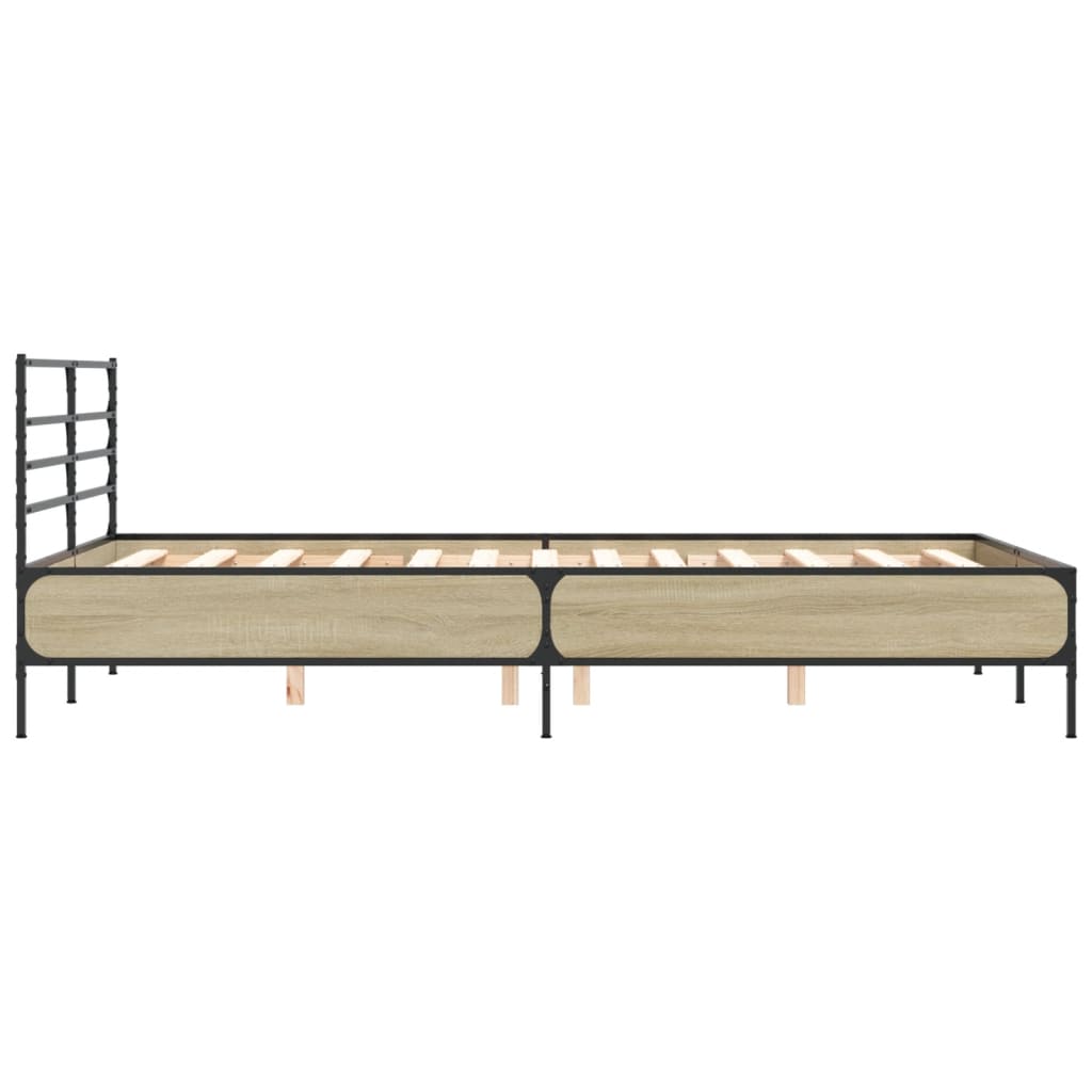 sengestel 120x190 cm konstrueret træ og metal sonoma-eg