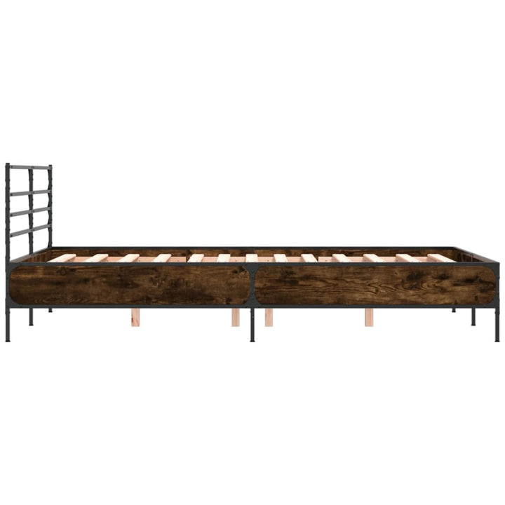 sengestel 120x190cm konstrueret træ og metal røget egetræsfarve