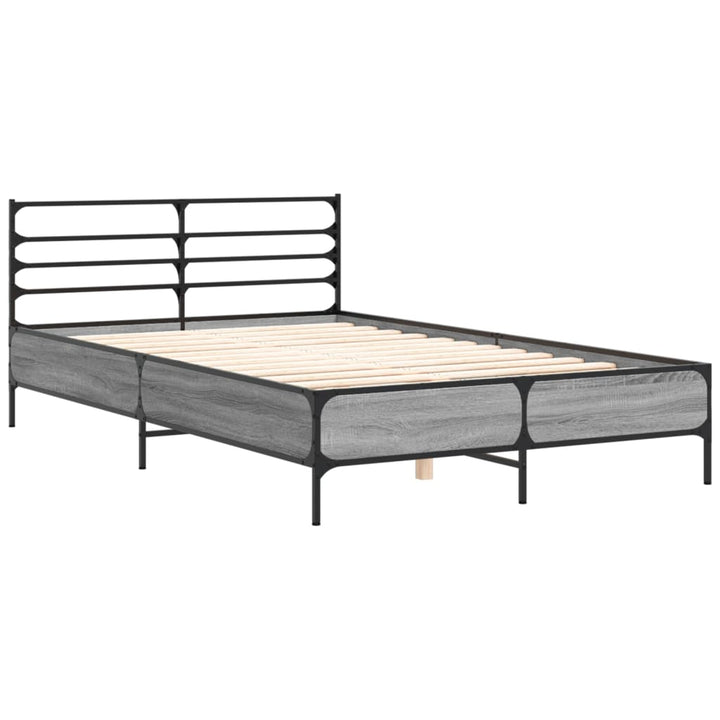 sengestel 120x190 cm konstrueret træ og metal grå sonoma-eg