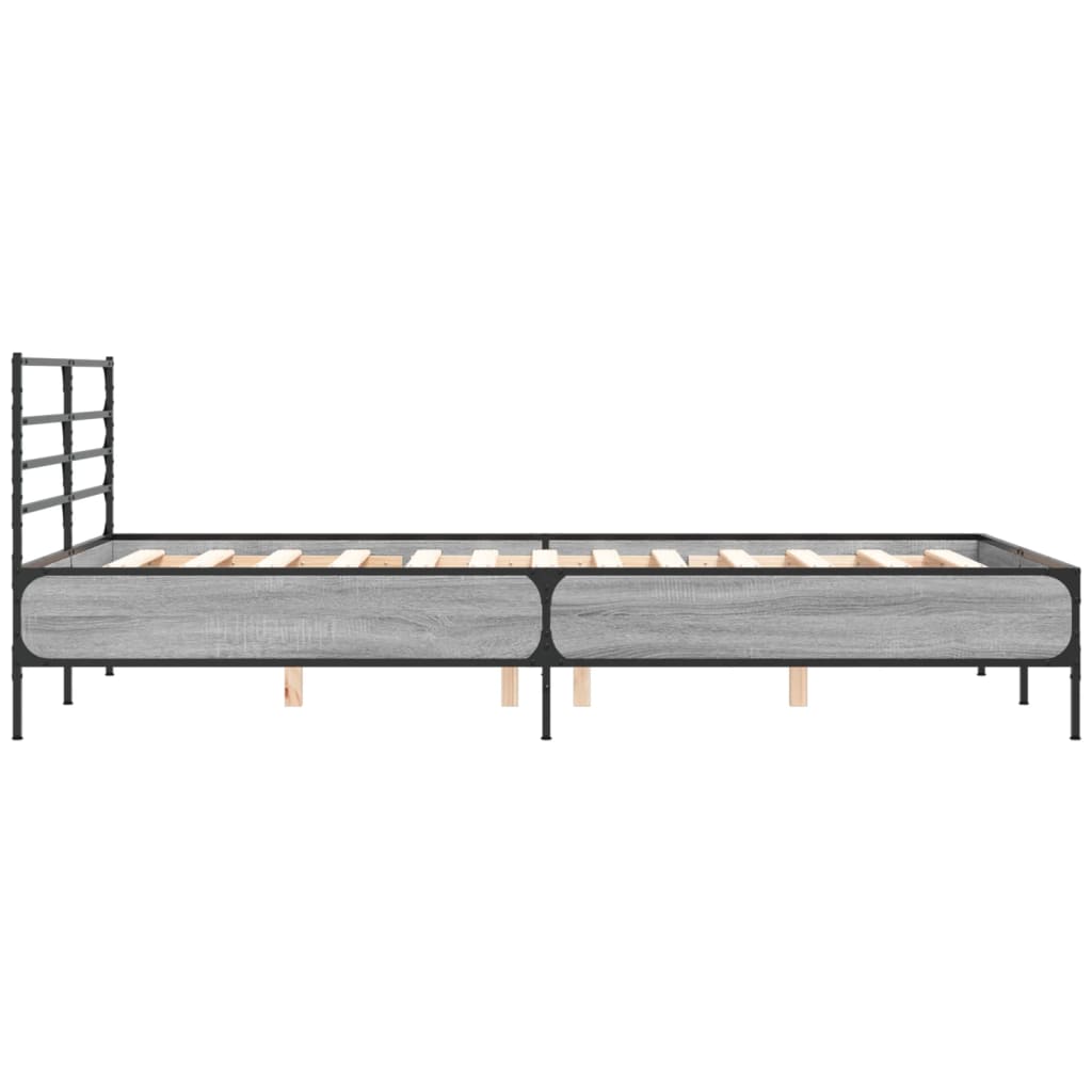 sengestel 120x190 cm konstrueret træ og metal grå sonoma-eg