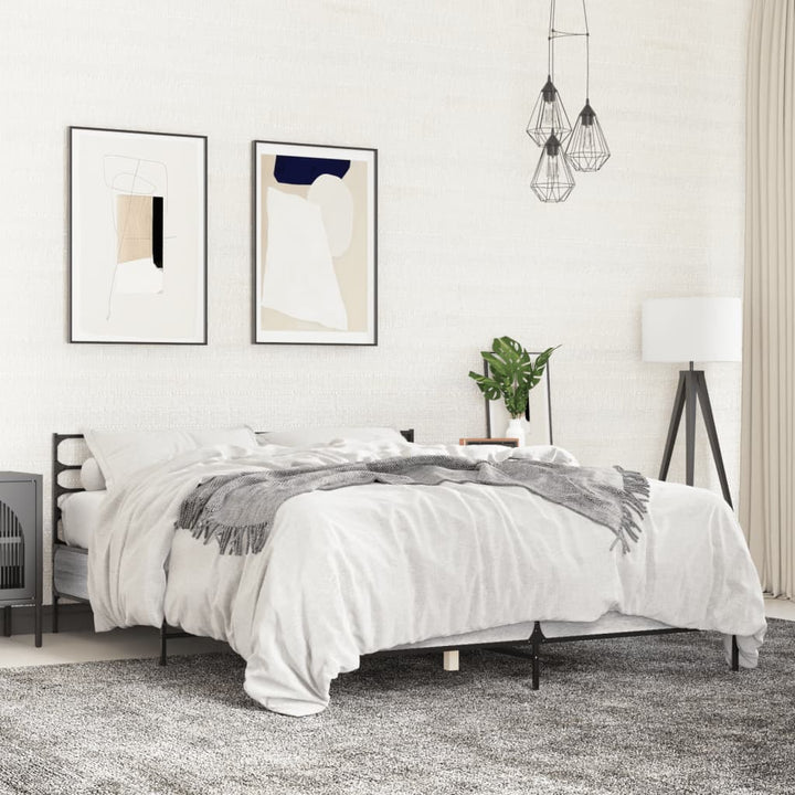 sengestel 120x190 cm konstrueret træ og metal grå sonoma-eg