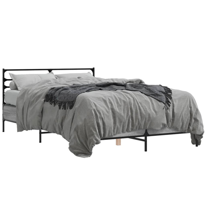 sengestel 135x190 cm konstrueret træ og metal grå sonoma-eg