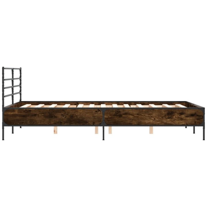 sengestel 135x190 cm konstrueret træ og metal brun egetræsfarve