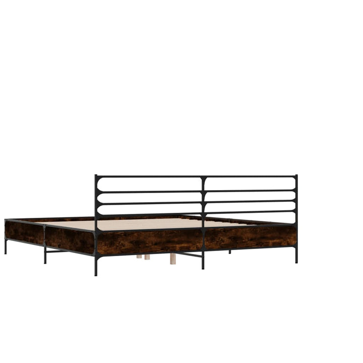 sengestel 135x190 cm konstrueret træ og metal brun egetræsfarve