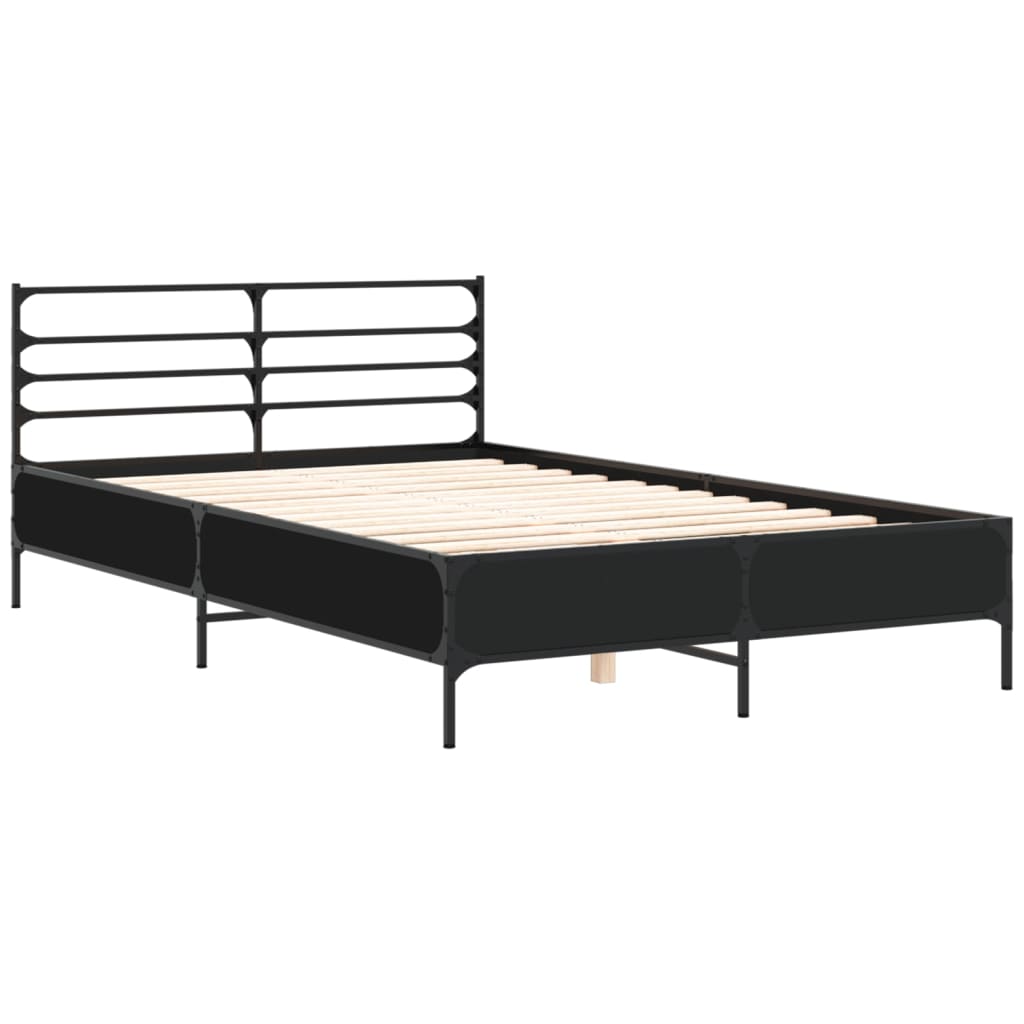 sengestel 140x190 cm konstrueret træ og metal sort