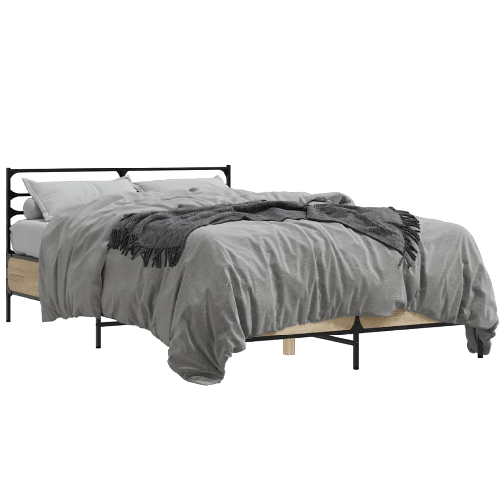 sengestel 140x190 cm konstrueret træ og metal sonoma-eg