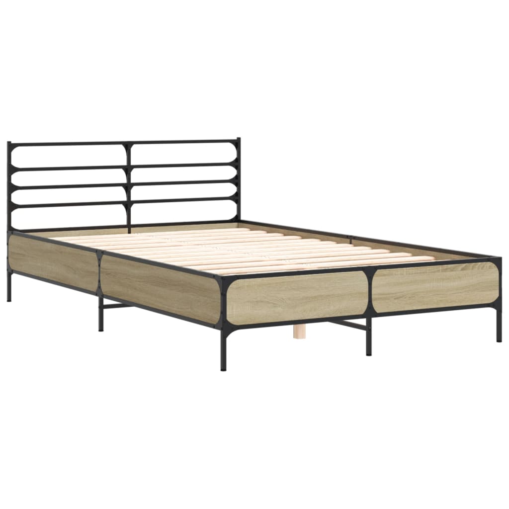 sengestel 140x190 cm konstrueret træ og metal sonoma-eg
