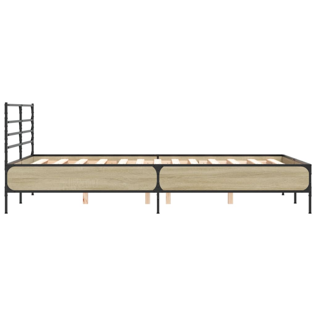 sengestel 140x190 cm konstrueret træ og metal sonoma-eg