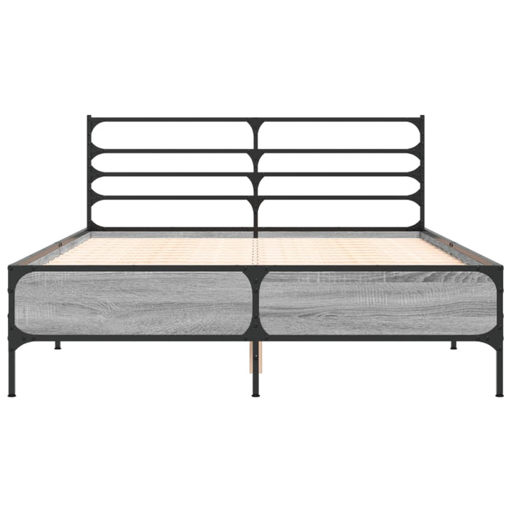 sengestel 140x190 cm konstrueret træ og metal grå sonoma-eg