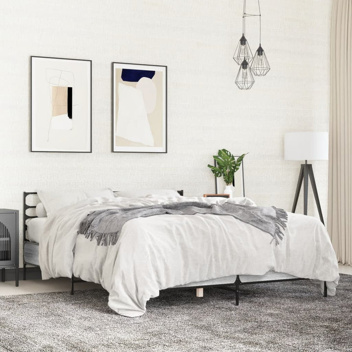 sengestel 140x190 cm konstrueret træ og metal grå sonoma-eg