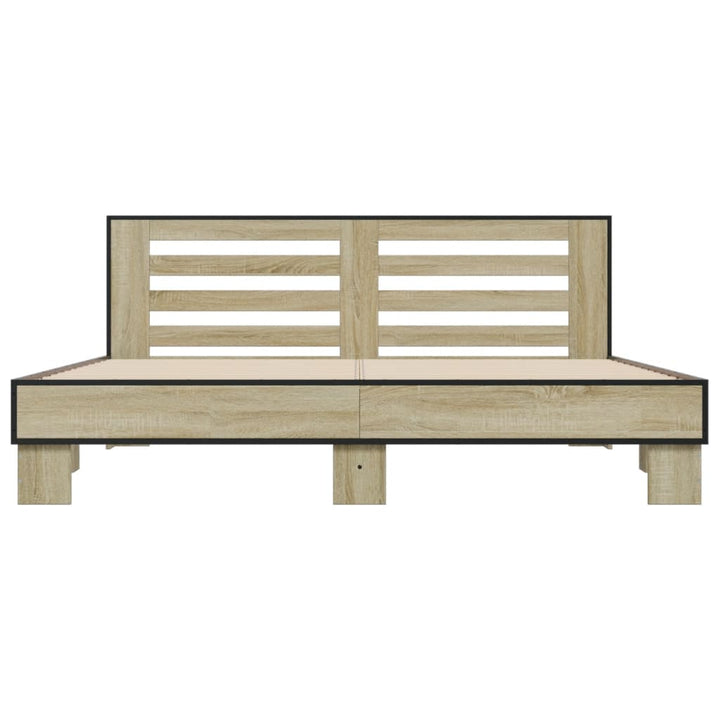 sengestel 200x200 cm konstrueret træ og metal sonoma-eg