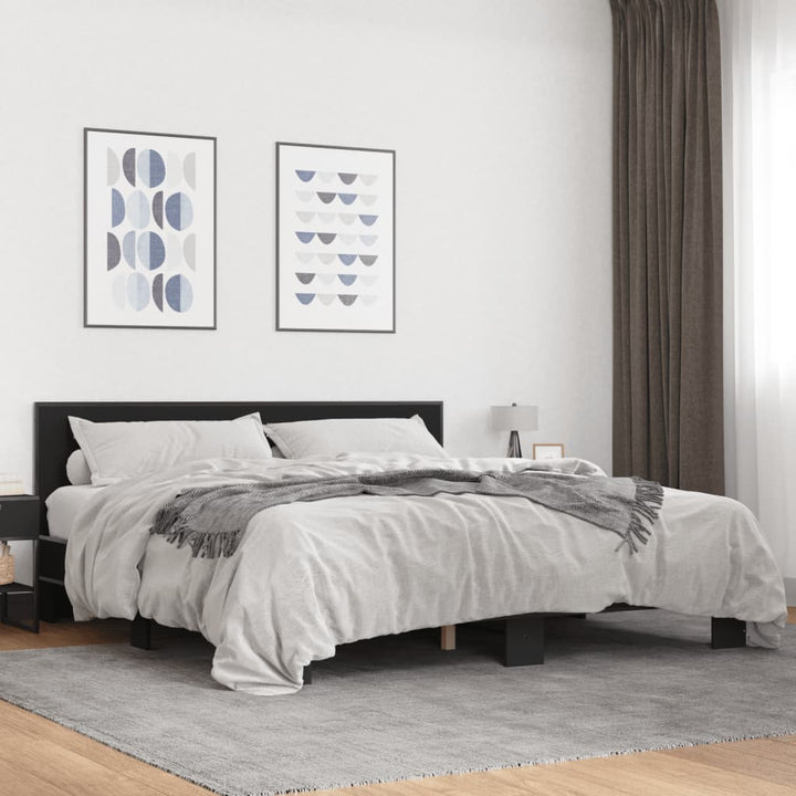 sengestel 180x200 cm konstrueret træ og metal sort
