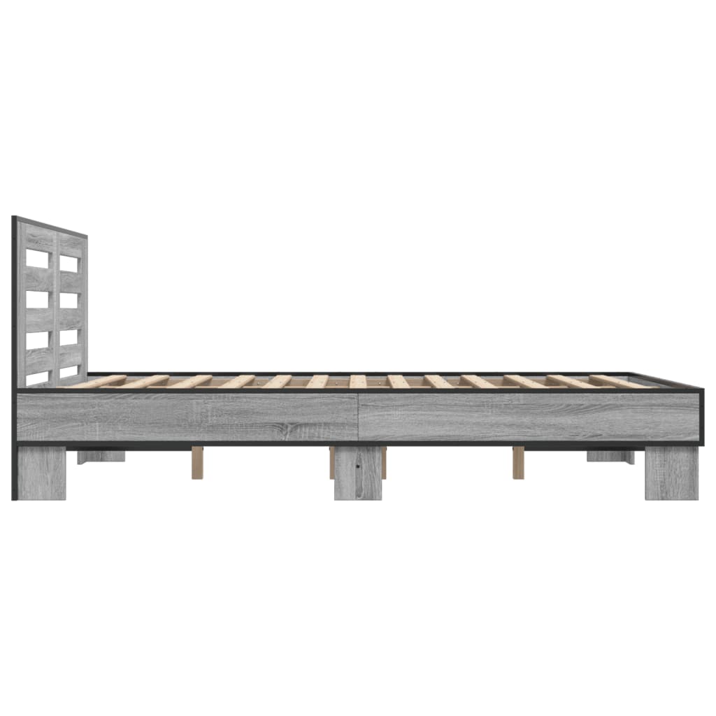 sengestel 140x200 cm konstrueret træ og metal grå sonoma-eg