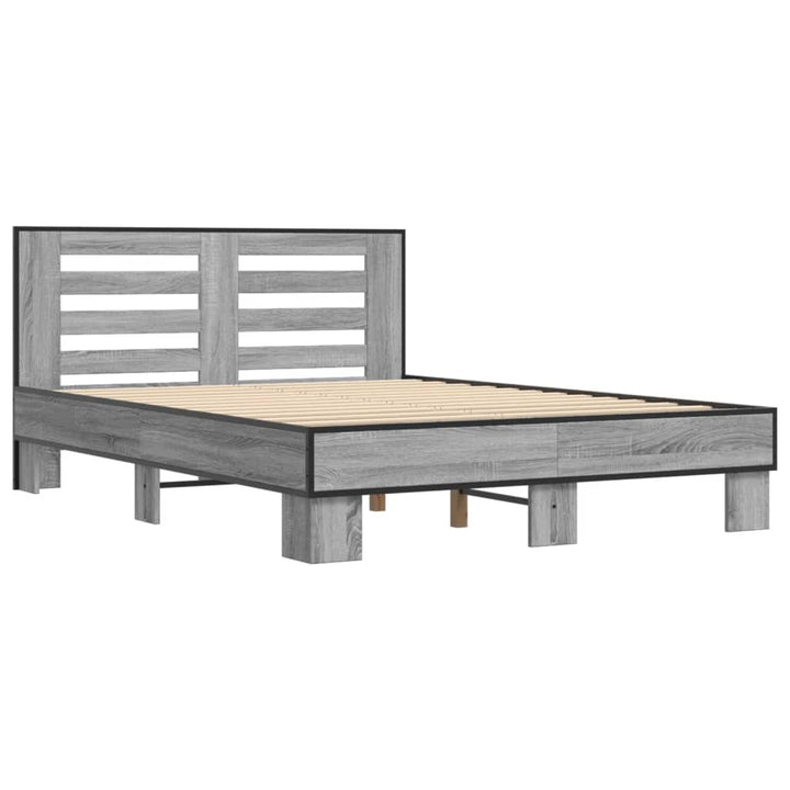sengestel 120x200 cm konstrueret træ og metal grå sonoma-eg