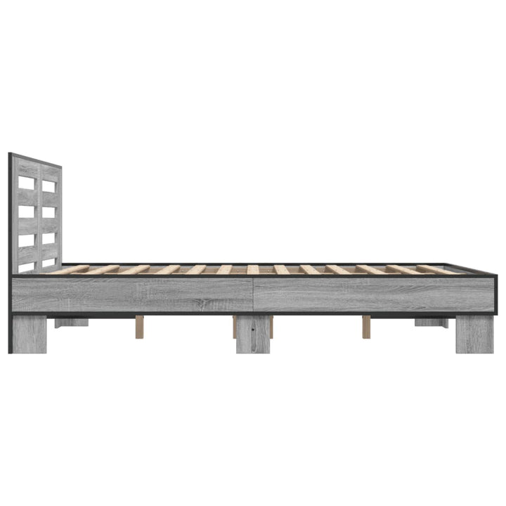 sengestel 120x200 cm konstrueret træ og metal grå sonoma-eg