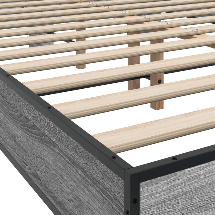 sengestel 120x200 cm konstrueret træ og metal grå sonoma-eg