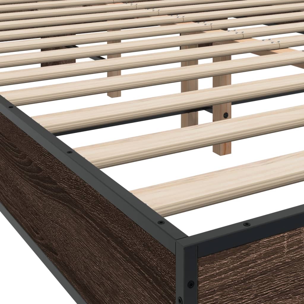 sengestel 120x200 cm konstrueret træ og metal brun egetræ