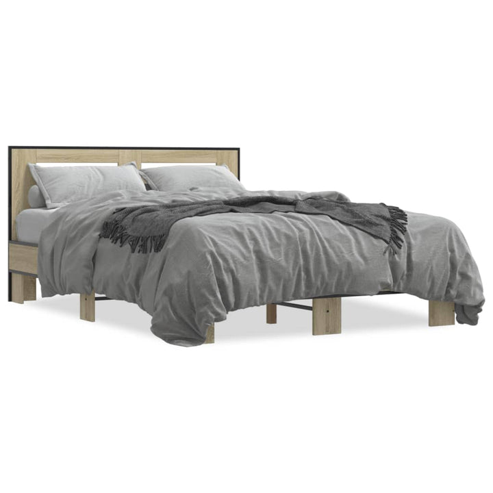 sengestel 140x190 cm konstrueret træ og metal sonoma-eg